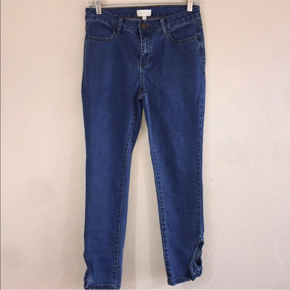 Mod Cloth Ankle Bow Blue Jeans Size Medium